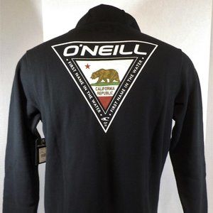 O'Neill Men's Hooded Pull Over California Flag Black Sweatshirt Size Small NWT
